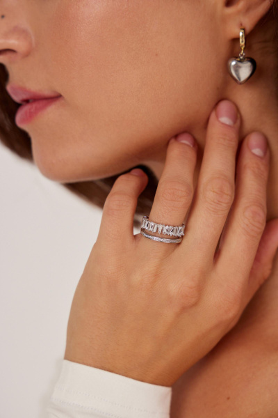 Кольцо-дорожка двойная (серебро-белый)